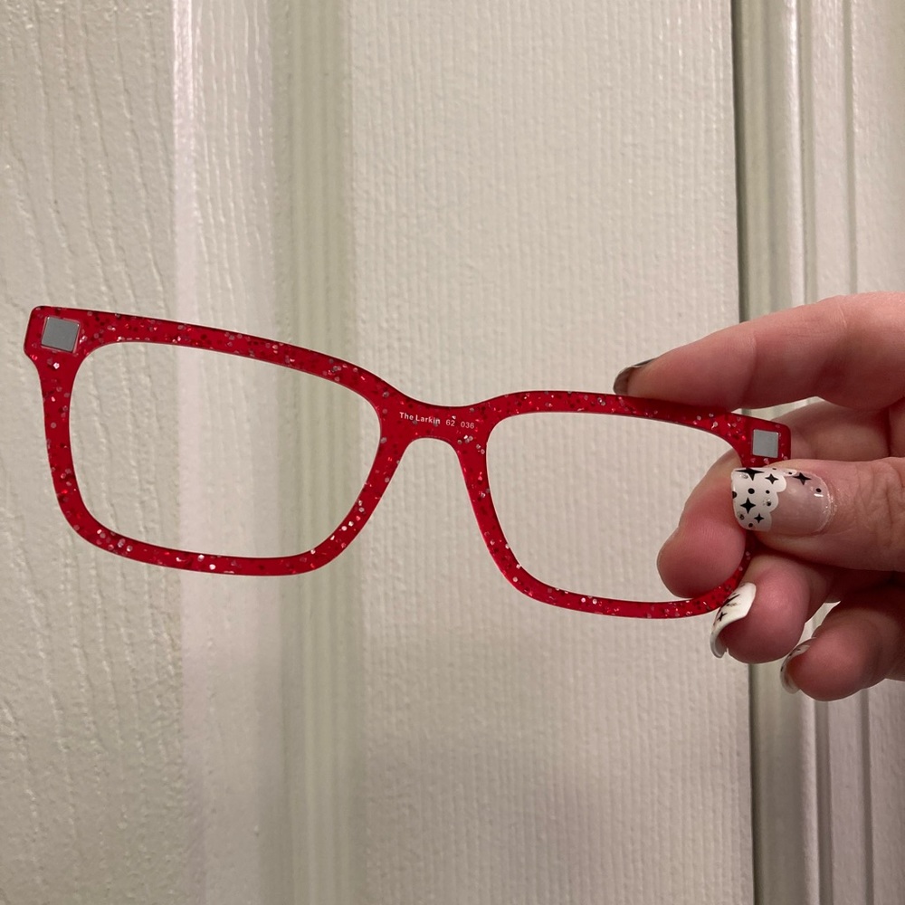 Ruby red sparkle Larkin magnetic top frame topper Pair eyewear glitter - Picture 4 of 4
